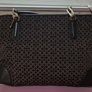 Elegant Black and Brown Patterned Coach Women's Bag